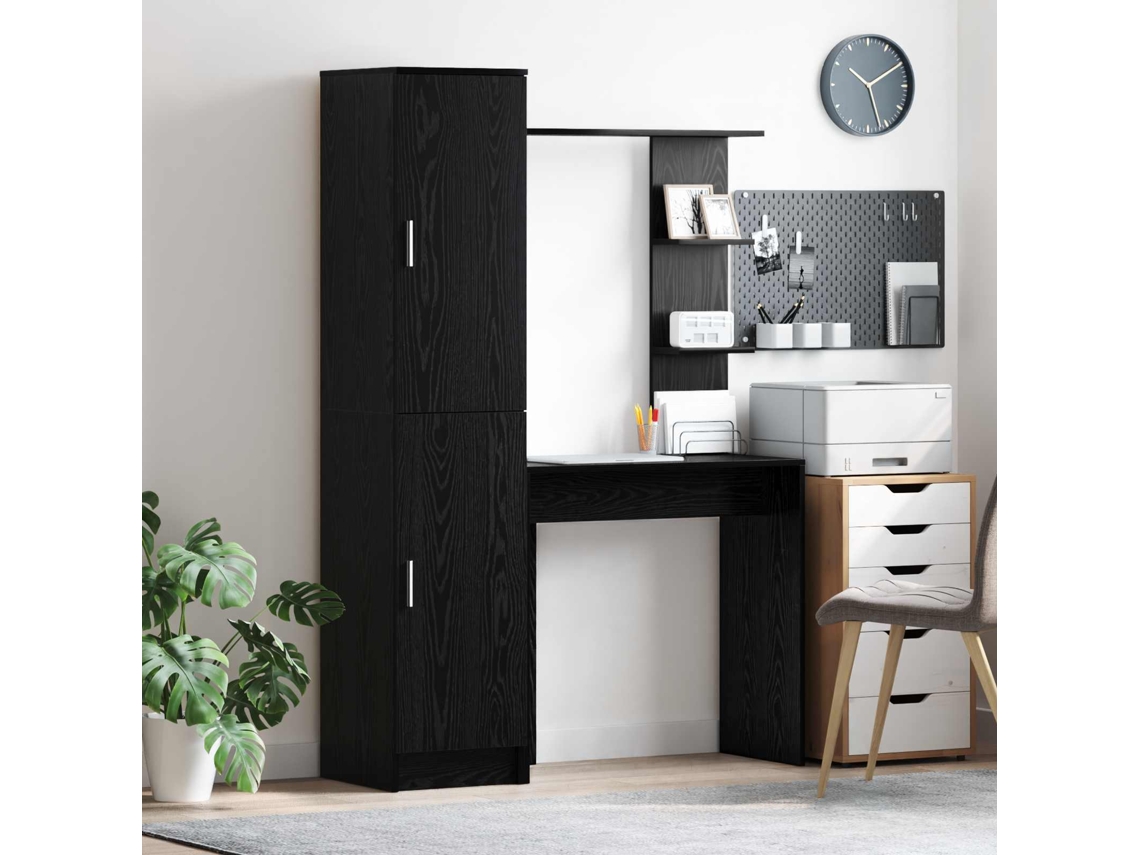 Vidaxl Mesa Com Prateleira Com Armazenamento 2 Unid. Carvalho Preto