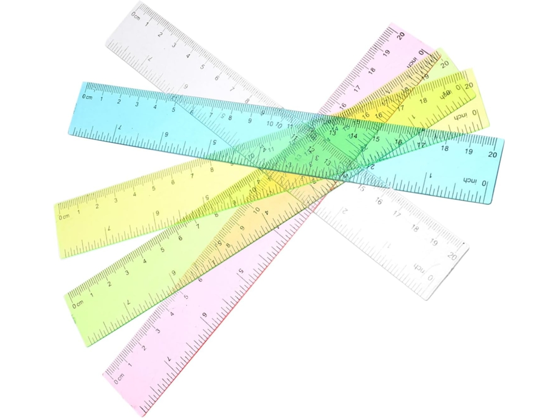 Régua De Plástico Osaladi 20cm, Pacote Com 5 Unidades, Leve E Durável, Fácil De Usar Para Escritório E Desenho