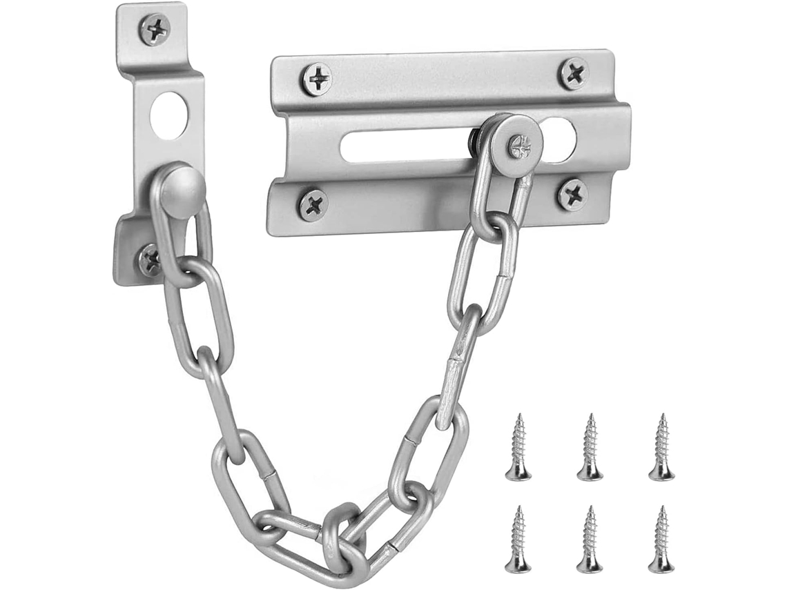 Corrente De Segurança Para Porta, Trava Antifurto Uso Interno E Externo, Limitador Abertura Cromado (prateado)
