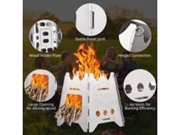 Estufa Portátil de Camping a Lenha Inoxidável