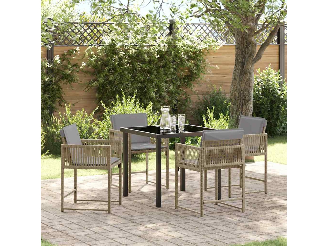 Vidaxl Conjunto de Jantar para Jardim 5 Pcs Bege Vime Pe