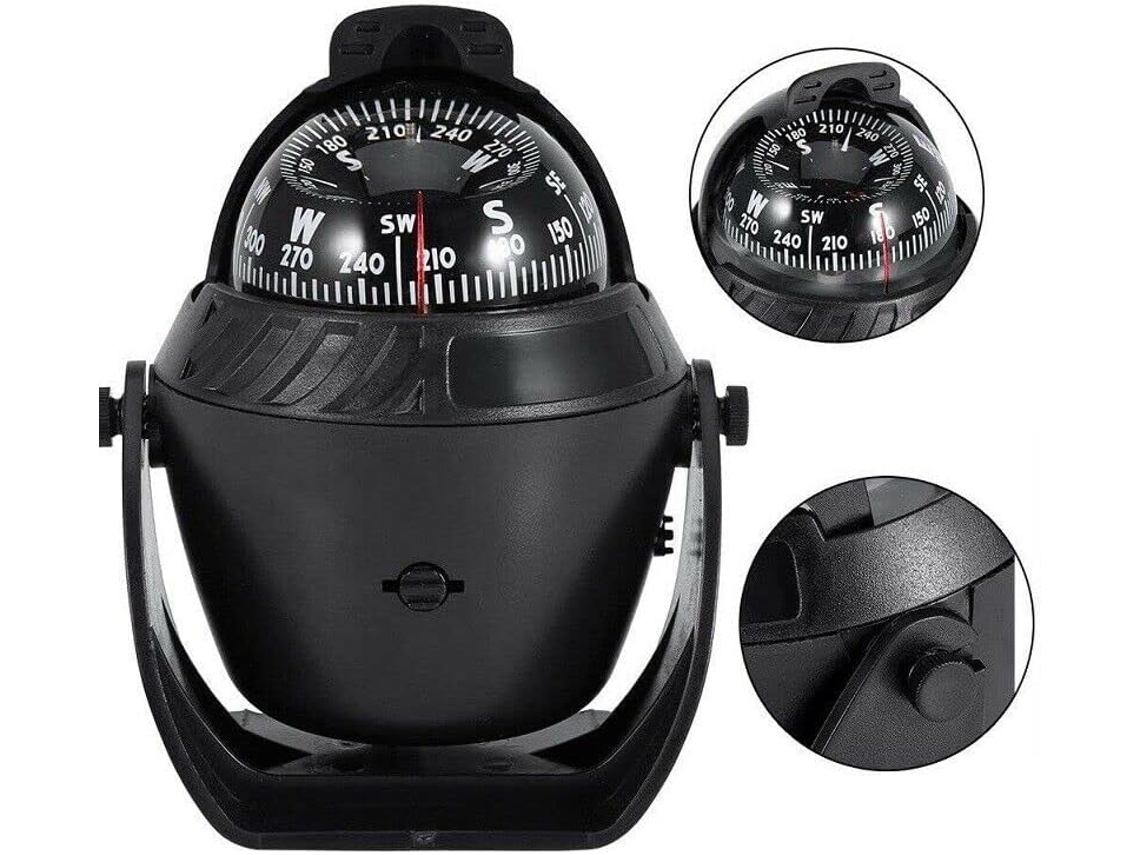 Bússola digital LED eletrônica preta, de navegação para carro e barco, adequada para camping, trilhas e montanhismo AQUAFORGE