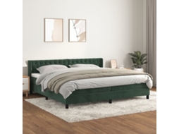 Cama Com Molas/colchão 200x200 Cm Veludo Verde-escuro