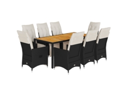 Garden Dining Set, Garden Dining Sets Vidaxl Preto Rattan / Vime (190 X 90 X 75 Cm)
