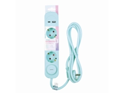 Bloco 3 Tomadas, 1 Usb E 1 Type-c 1,5m Verde Água Marshmallow