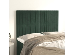 Cabecero de terciopelo de 4 piezas 72x5x78/88 cm verde oscuro