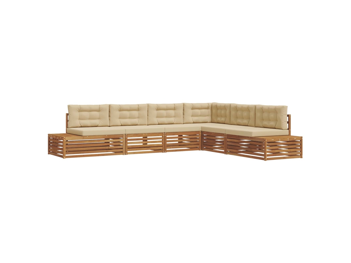Maison Exclusive - Conjunto De Sofás Para Exterior 6 Peça Natural E Bege