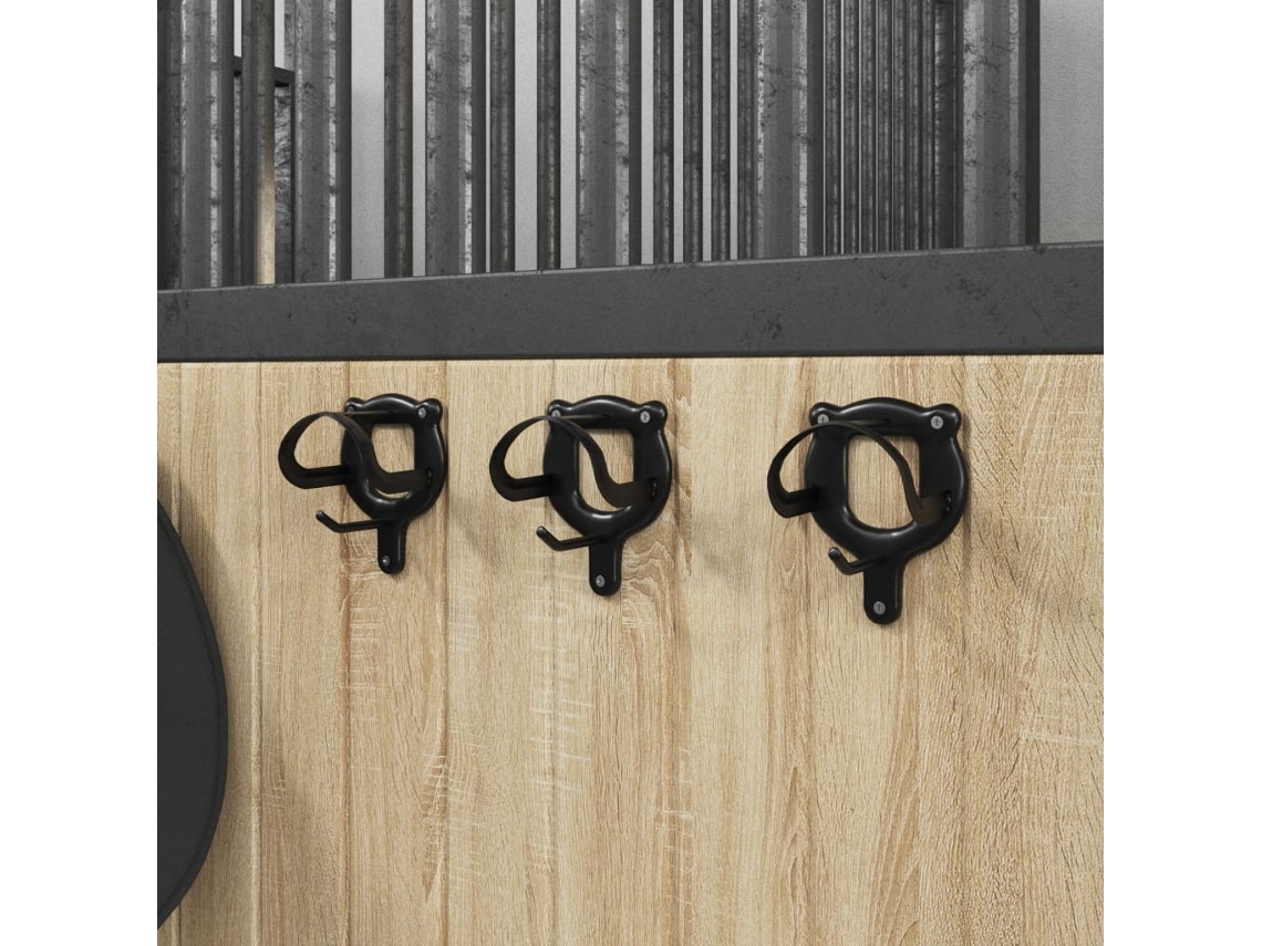 Vidaxl Suporte Para Brida De Parede 3 Pcs Ferro Preto