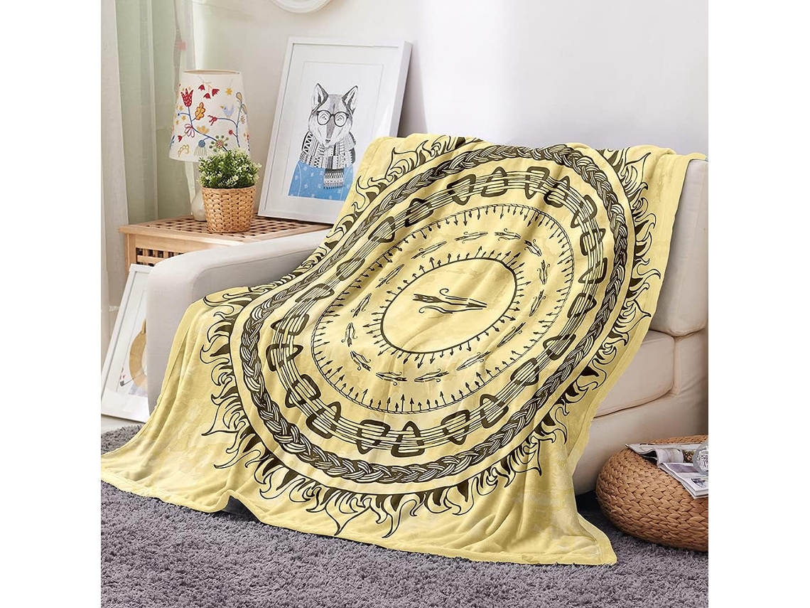 Manta de Lã Flanelada Xadrez Mandala Fansu Estampa 3d Macia e Fofa em Microfibra Ideal para o Inverno Perfeita