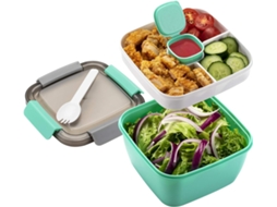 Lancheira Portátil Bento Box Japonês de Dupla Camada Recipiente para Guardar Alimentos com Divisórias Verde MISSCA