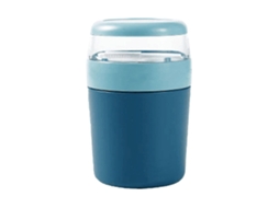 Recipiente de Aveia Noturna 500ml com Tampa e Colher Azul