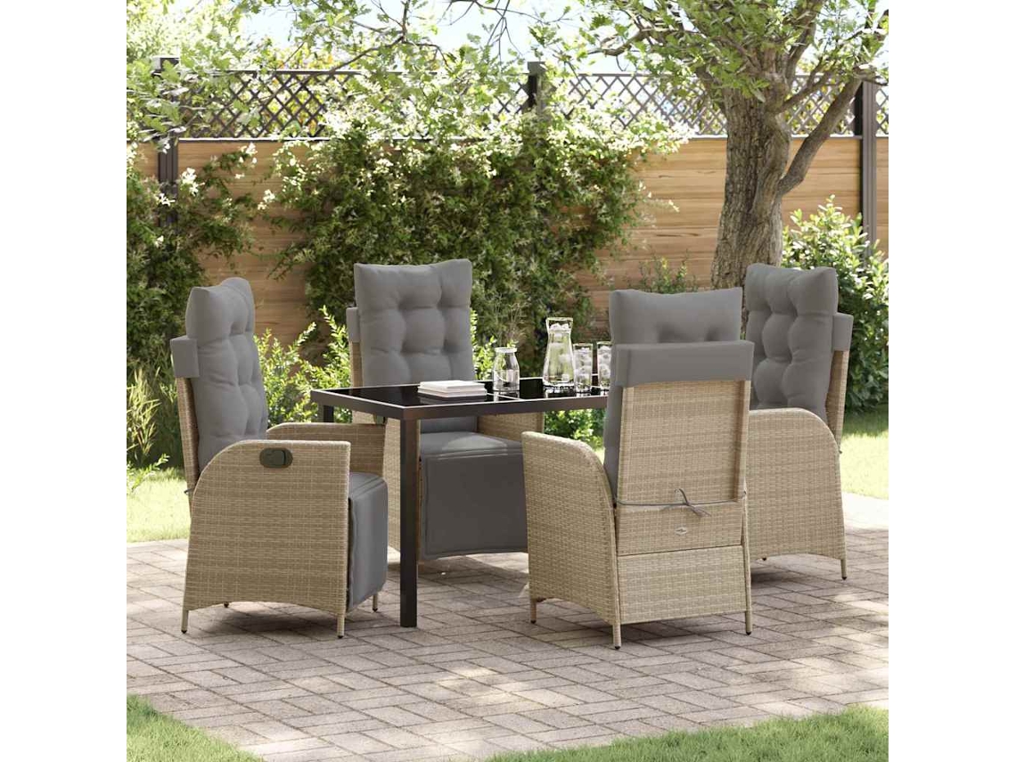 Vidaxl Conjunto De Jantar Para Jardim 5 Unid. Bege Vime Pe
