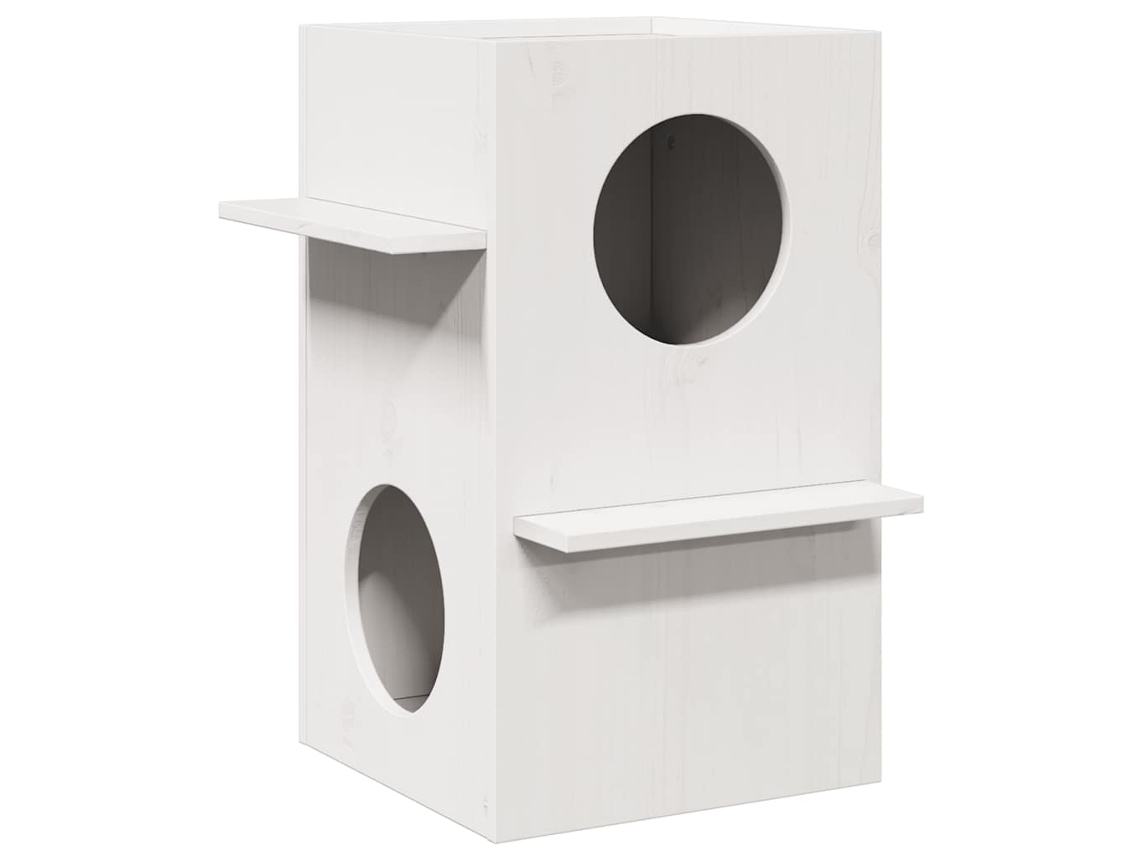 Vidaxl Casa Do Gato 43x43x60 Cm Madeira De Pinho Maciça Branco