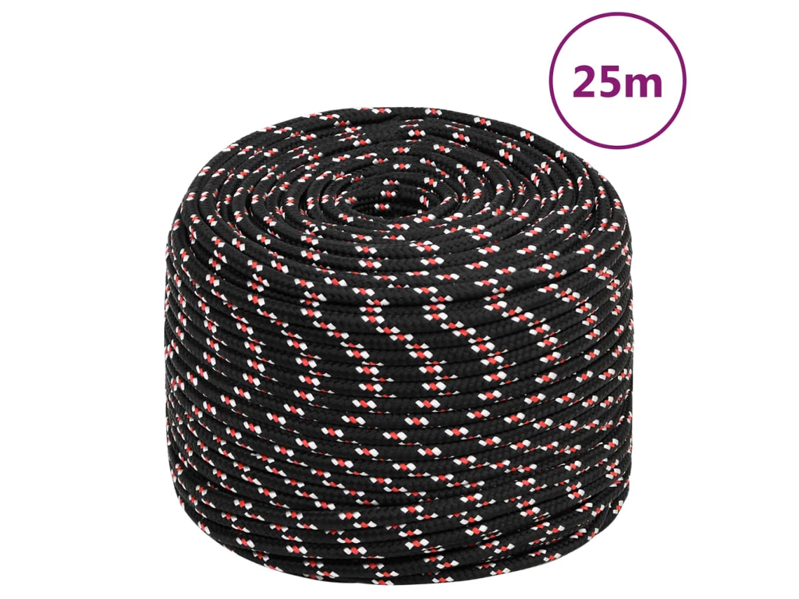 Vidaxl Corda De Barco 10 Mm 25 M Polipropileno Preto