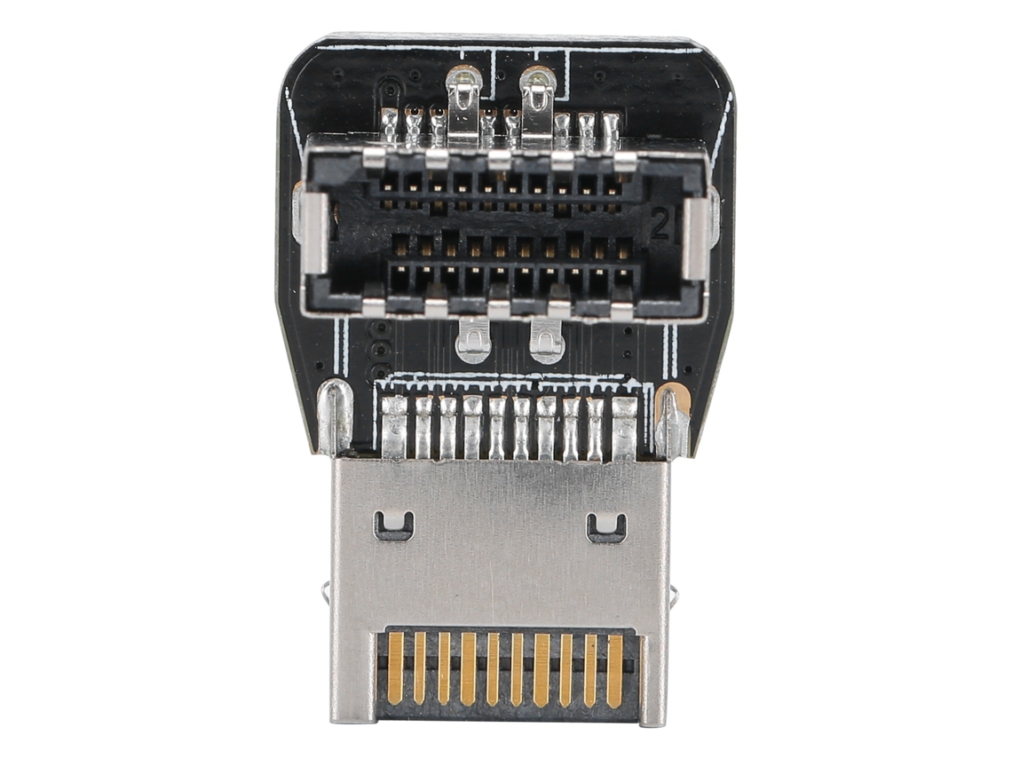 Adaptador Frontal Type E Para Placa Mãe Pc Usb3.1 10g Com Conversor De 90 Graus Luz Dourada