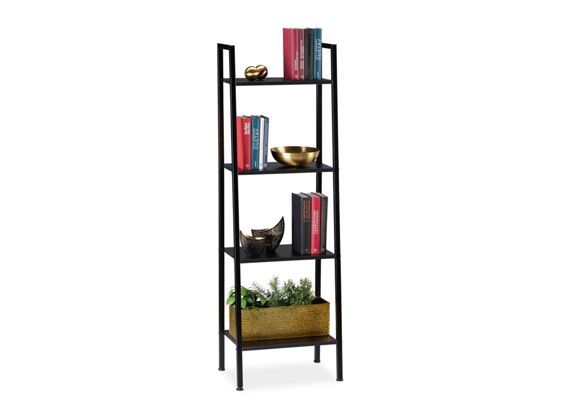 Estante Escada 4 Níveis Com Design Em Metal E Madeira