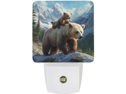 Luz noturna LED Bear Mama Wild Anima com sensor crepuscular
