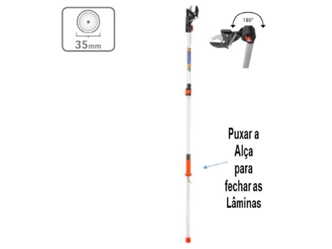 Tesoura Poda No Ar Cabo Telescopico 1,57X2,27Mt Orientavel Stocker