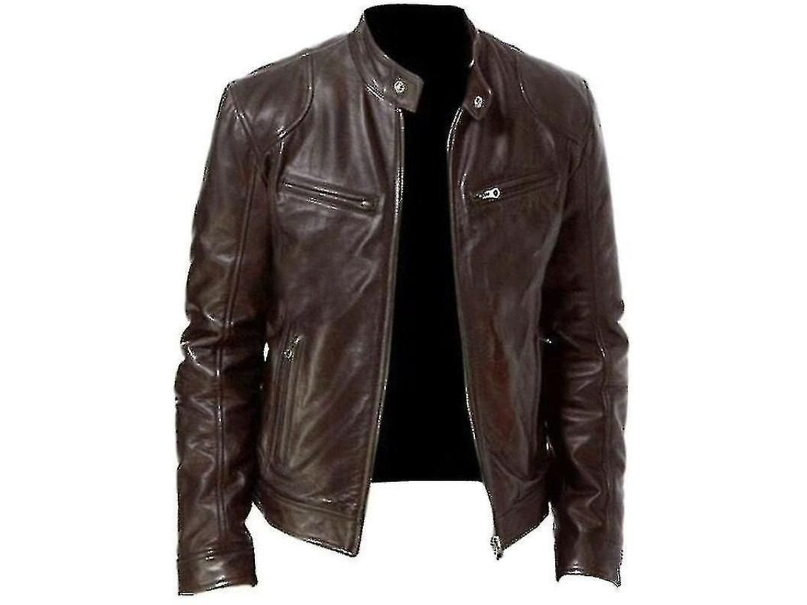 JAQUETA Fasst de Couro Falso para Homem com Cremallera Moto Biker | S/MARCA