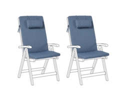 Conjunto De 2 Almofadas De Encosto/assento Beliani Java/amantea Premium De Poliéster Azul 50x45x71