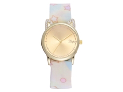 Relógio de Pulso Feminino Lvpai de Quartzo com Pulseiro de Tecido Estampa Casual Strass Branco