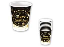 Copos Descartáveis GUIRCA Saco De 6 De Feliz Aniversário De 240 Ml-9 Cms