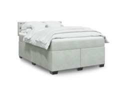 Vidaxl Cama Com Molas/colchão 140x200 Cm Veludo Cinzento-claro