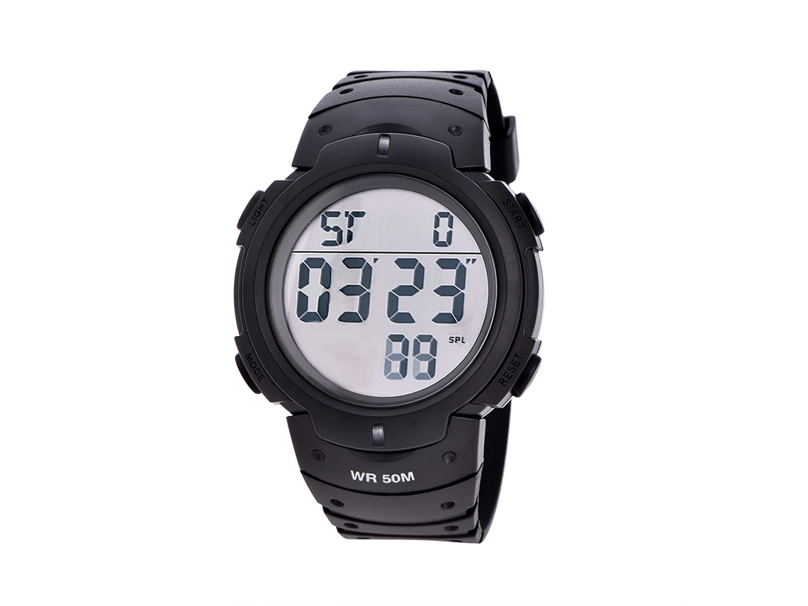Reloj Digital Deportivo Con Luz De Fondo Led Electrónico De Muñeca Redondo Negro