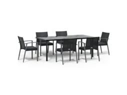 Conjunto de 7 Jantar para Jardim com Almofadões Vime Pe e Aço MAISON EXCLUSIVE (7pcs)