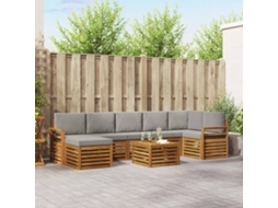 Vidaxl Conjunto De Sofás Para Exterior 8 Pcs Cinza Natural E Claro