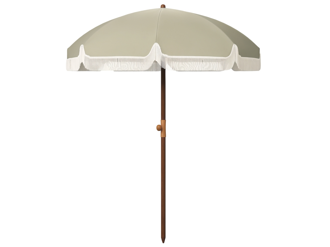 Guarda-chuva de praia com proteção UV 40+ de 8 costelas, com franjas, verde