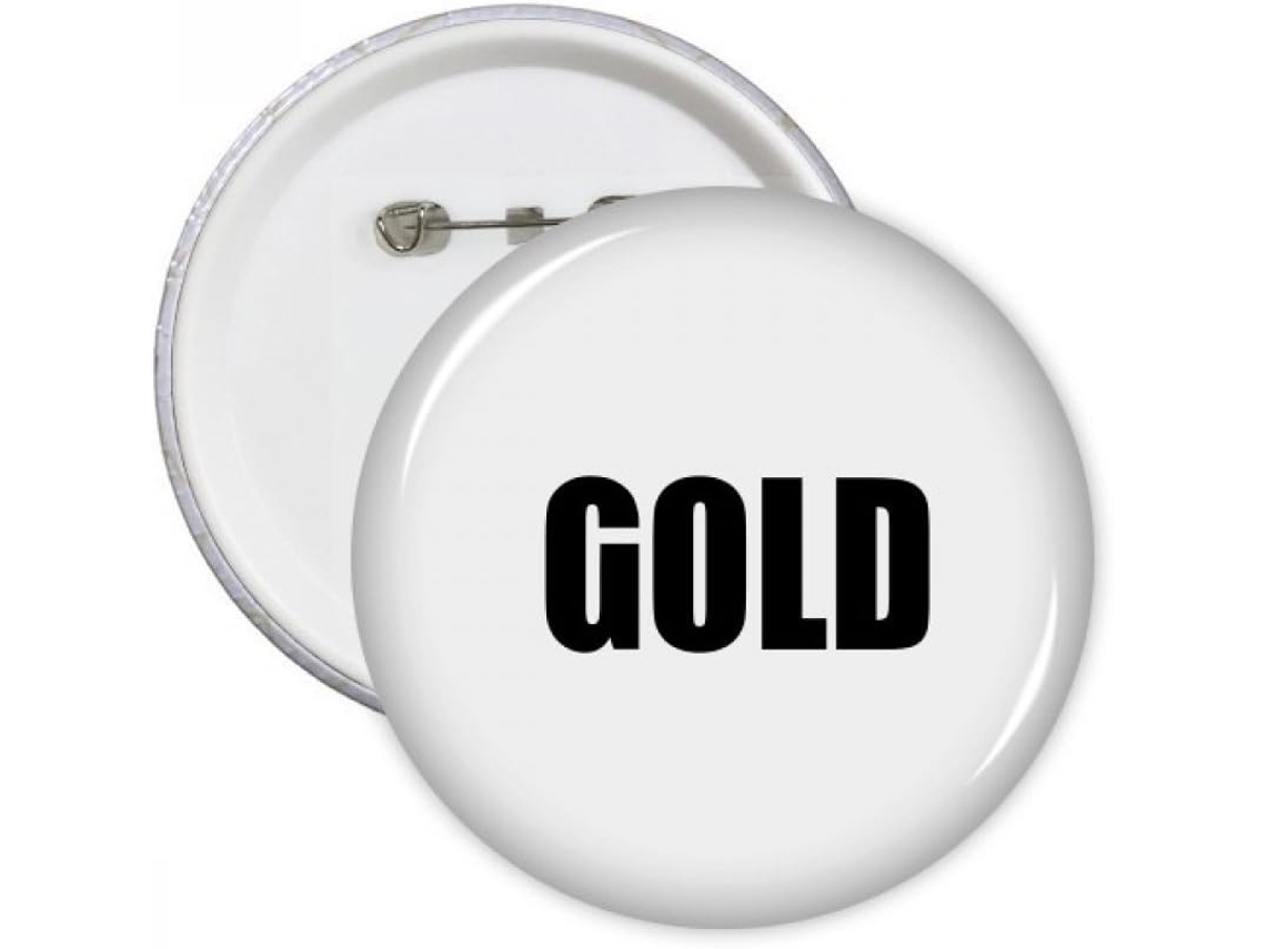 Broches Redondos Dourados com Nome e Detalhes em Preto da Diythinker para Decoração de Roupas, Multicoloridos,