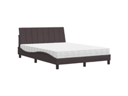 Maison Exclusive - Cama Com Colchão Hanko 140x200 Cm Tecido Castanho-escuro