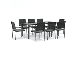 Conjunto de 9 Jantar para Jardim com Almofadões Vime Pe e Aço MAISON EXCLUSIVE