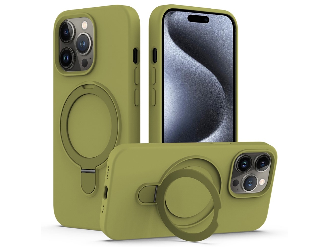 Suporte Casa Quedas Para Iphone 15 Pro Silicone Magnética Verde