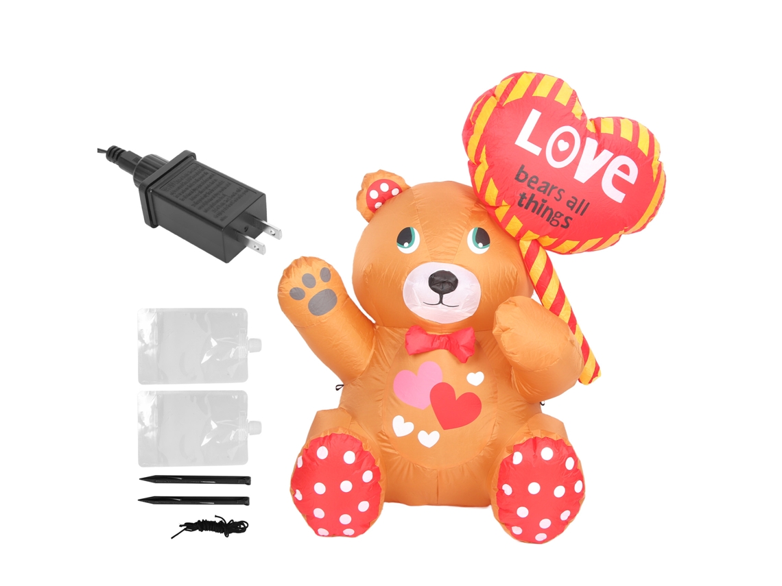 Laxiscreed Urso Inflável De São Valentim Com Led De Coração À Prova D'água Ip44 Para Jardim E Festas