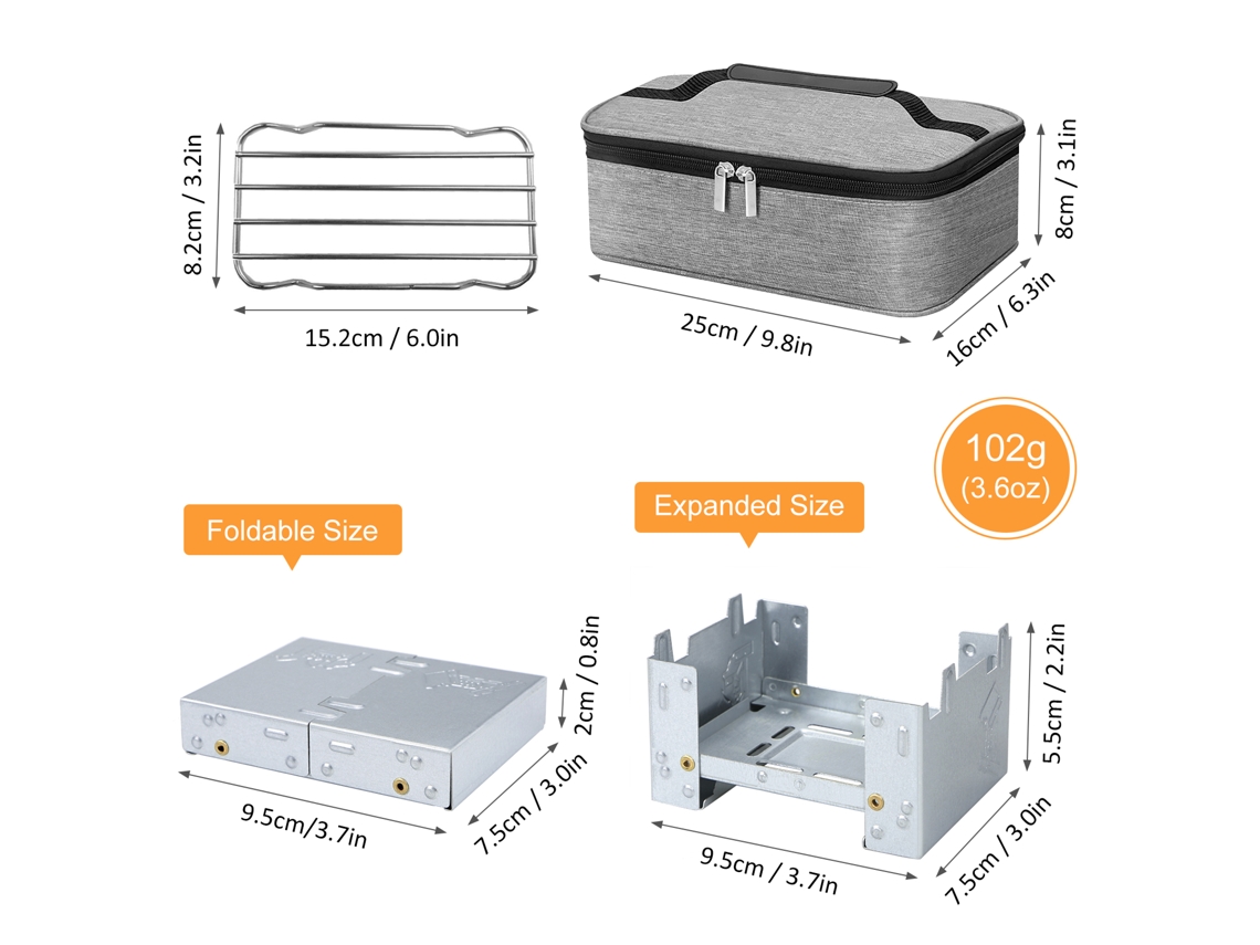 Kit de Lanche 800ml com Fogareiro Plegável S/MARCA