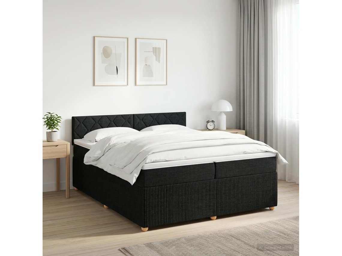 Vidaxl Cama Box Spring Com Colchão Preto 200 X 200 Cm Tecido