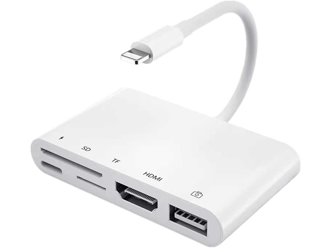 Adaptador Nördic Conector 8 Pinos de 1 a 5 Portas: 1x Hdmi, 1x Usb a 3.1, 1x Conector 8 para Carregamento AQUAFORGE