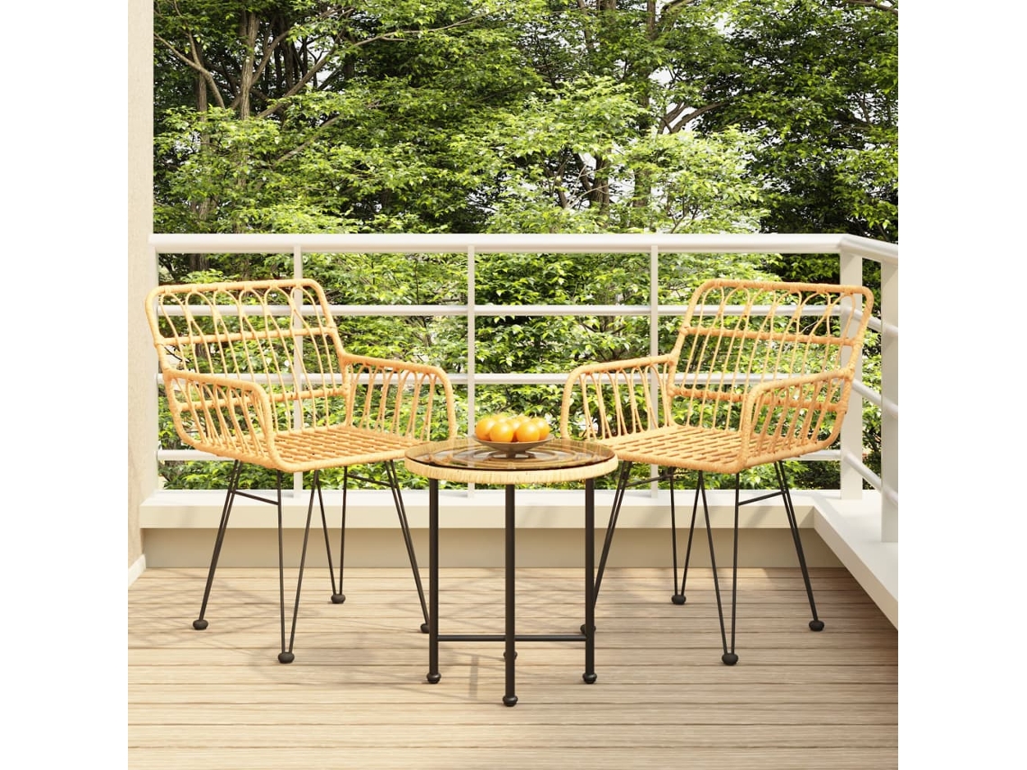 Vidaxl 3 Pcs Conjunto De Jantar Para Jardim Vime Pe