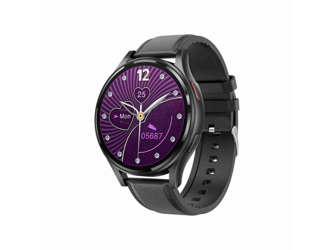 (preta) Pulseira Inteligente Com Pulseira De Couro De 3,63 Cm (1,43 Polegadas) Que Suporta Monitoramento Não Invasivo De Ecg E Glicemia.