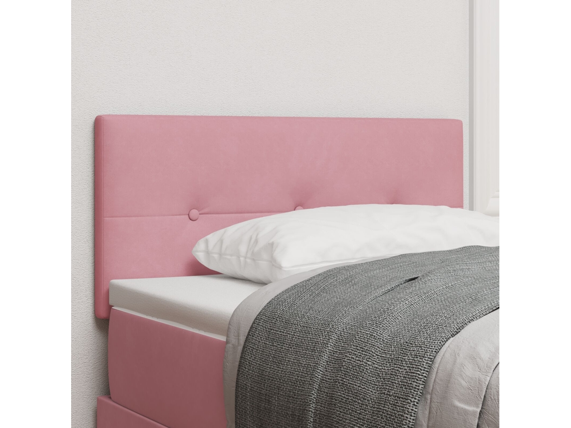Cabeceira Led Botão Estofada Rosa 100 Cm Veludo Lovely Home