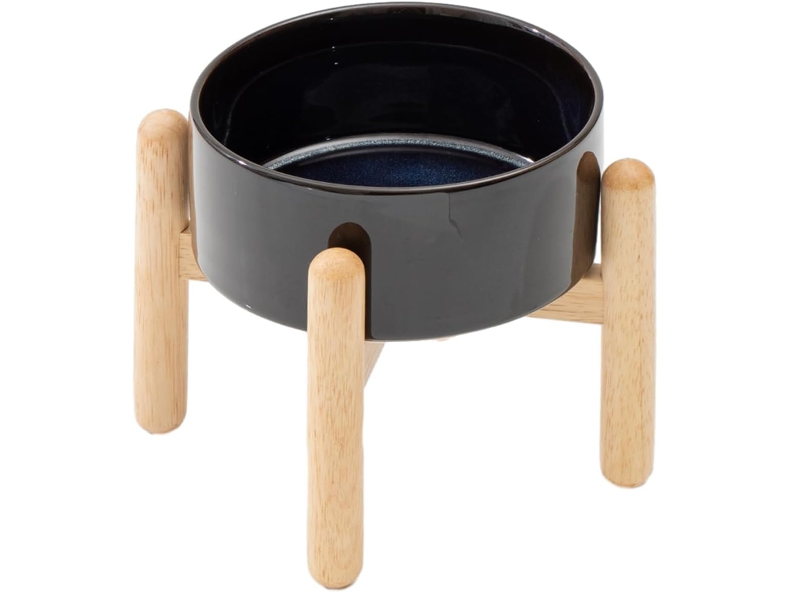 Tigela Elevada de Cerâmica com Suporte para Cães de Porte Médio e Grande, para Comida e Água para Animais de Estimação Única com Suporte AQUAFORGE