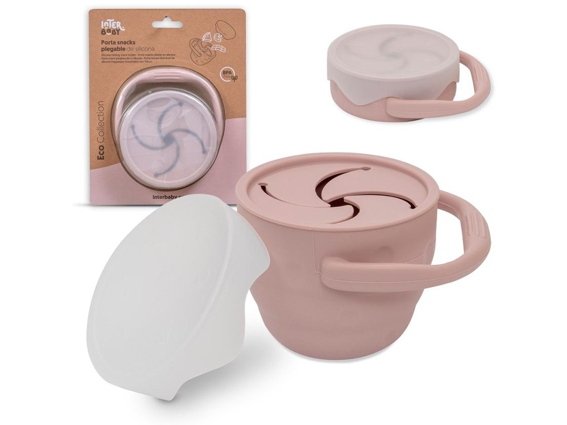 Porta Lanches Dobravel De Silicone Rosa Escuro