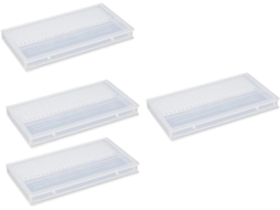 Conjunto de 4 caixas organizadoras transparentes em plástico leve, protege contra poeira.