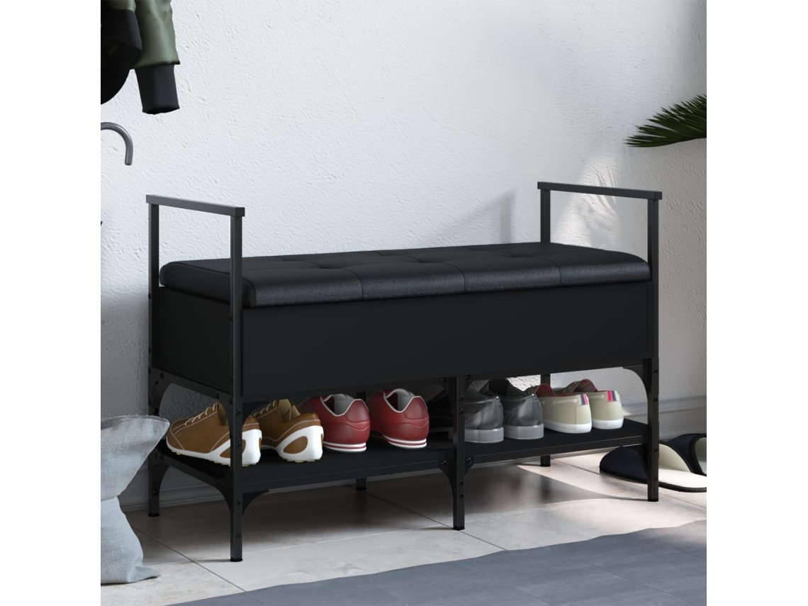 Vidaxl Banco Sapateira 85,5x42x57,5 Cm Derivados De Madeira Preto