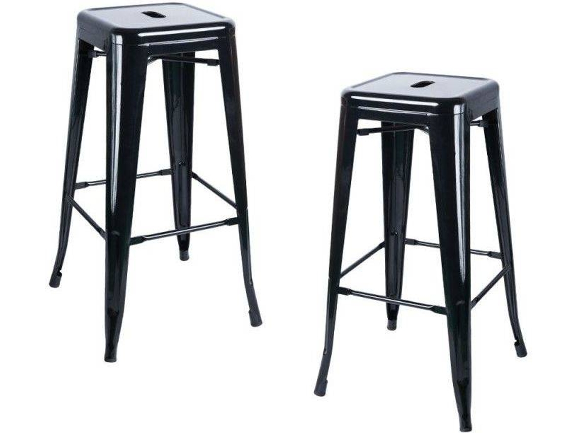 Pack 2 Bancos Torix Altos 76 Cm - Preto