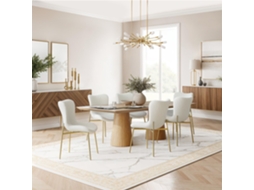 Conjunto de 2 Cadeiras Estofadas Tessa Bouclé Ergonómicas Branco/Dourado TECTAKE
