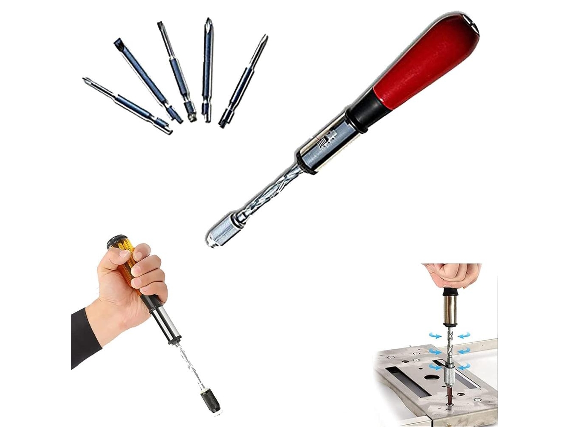 Chave Parafuso com Push Pull Catraca e 5 Pontas Aço Cromo Vanádio Trocáveis Primerox