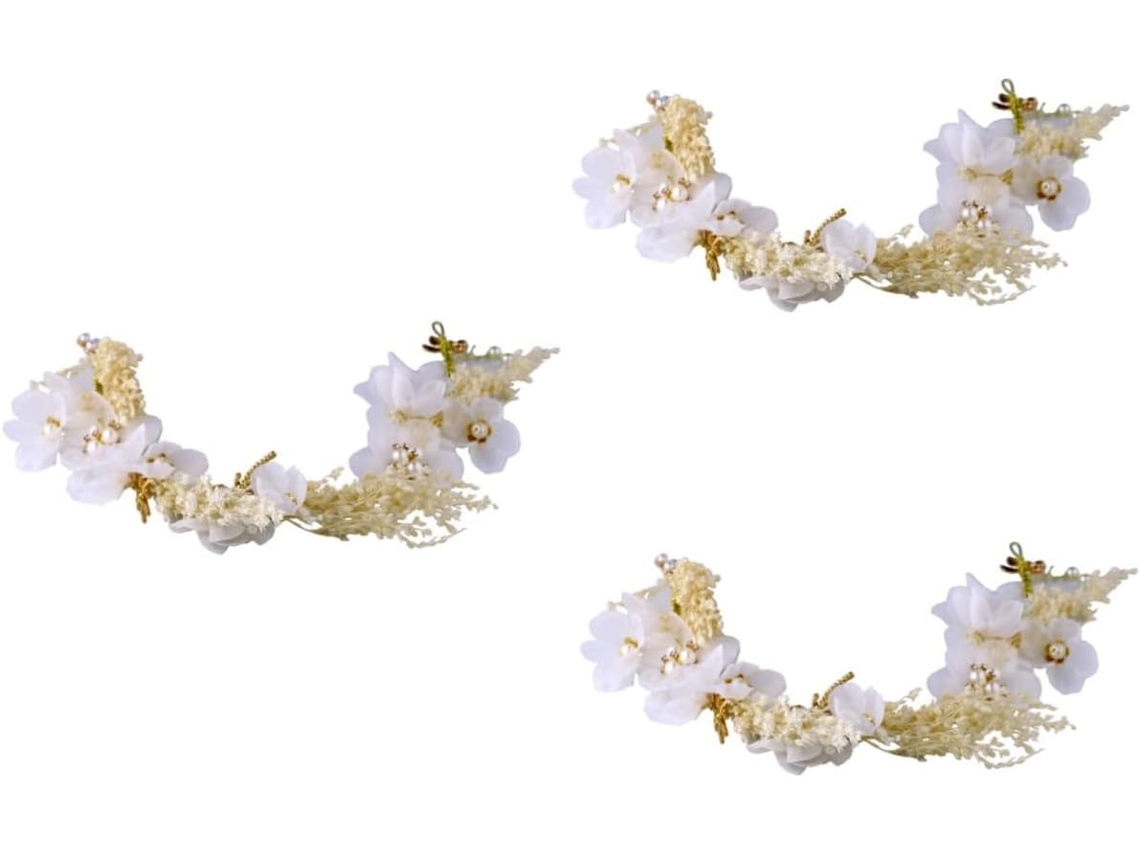 Coroa De Flores Secas De 3 Peças Para Casamento, Acessório De Cabeça Elegante Para Ocasiões Especiais.